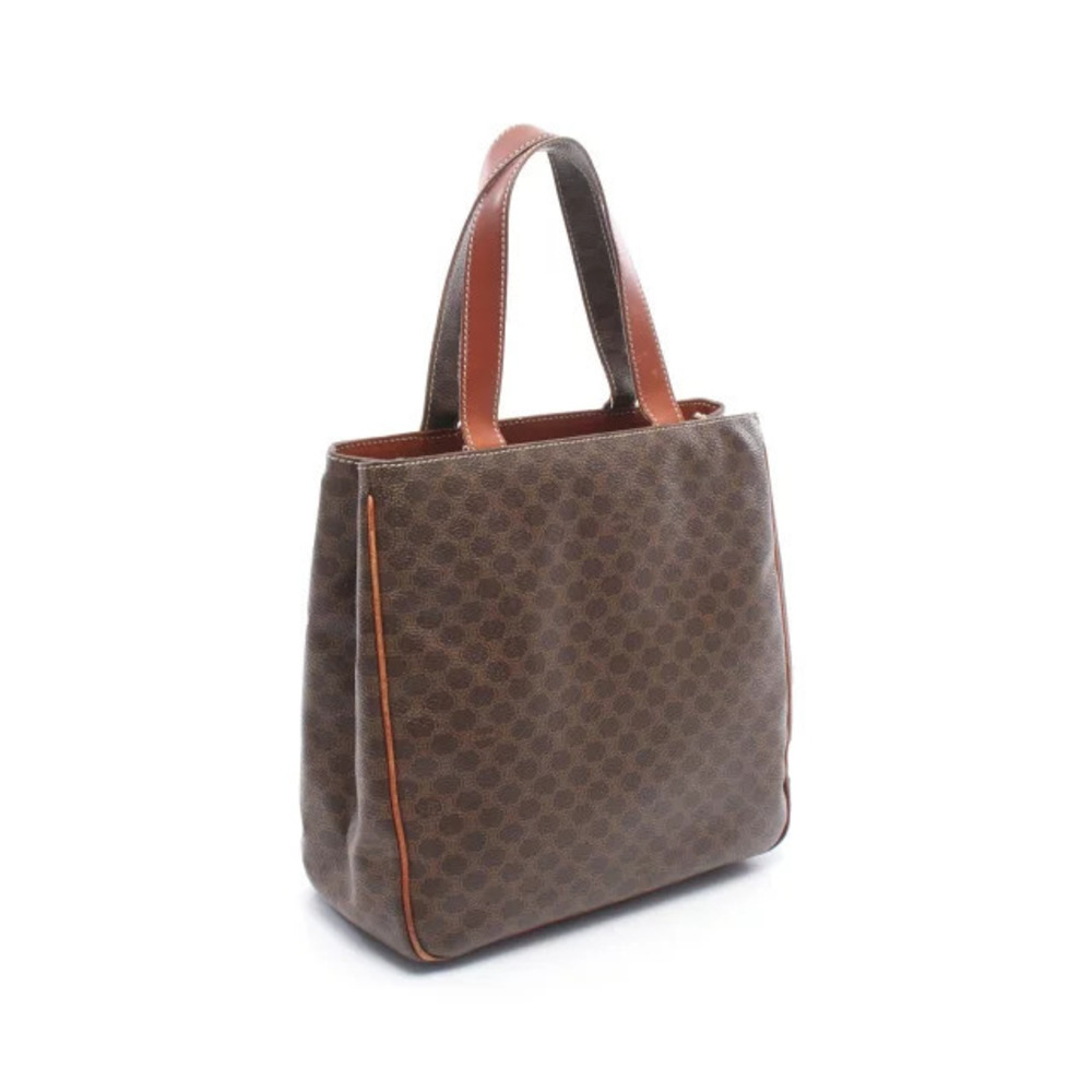 Celine Brown Bag Canvas Macadam Leather Tote Brown